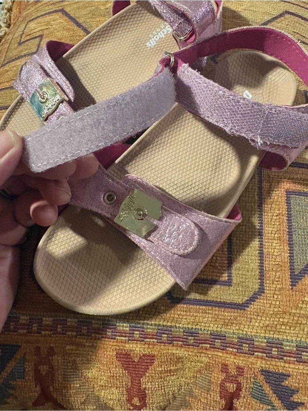 Dr. Scholl's Girls 12M Pink Glitter Adjustable Sandals